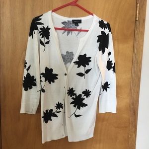 White and black floral cardigan